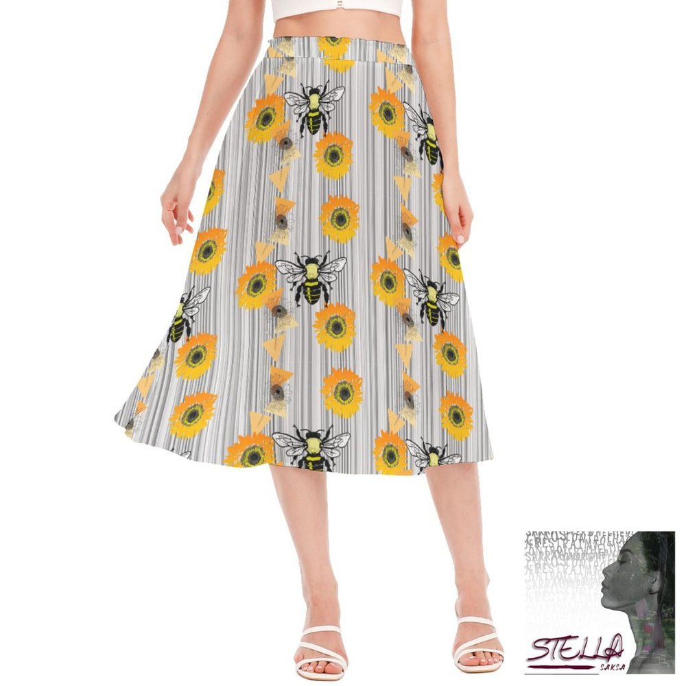👄 Stella Saksa Sunflower Bee Long Chiffon Skirt